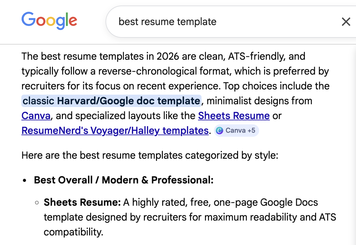Sheets Resume Builder